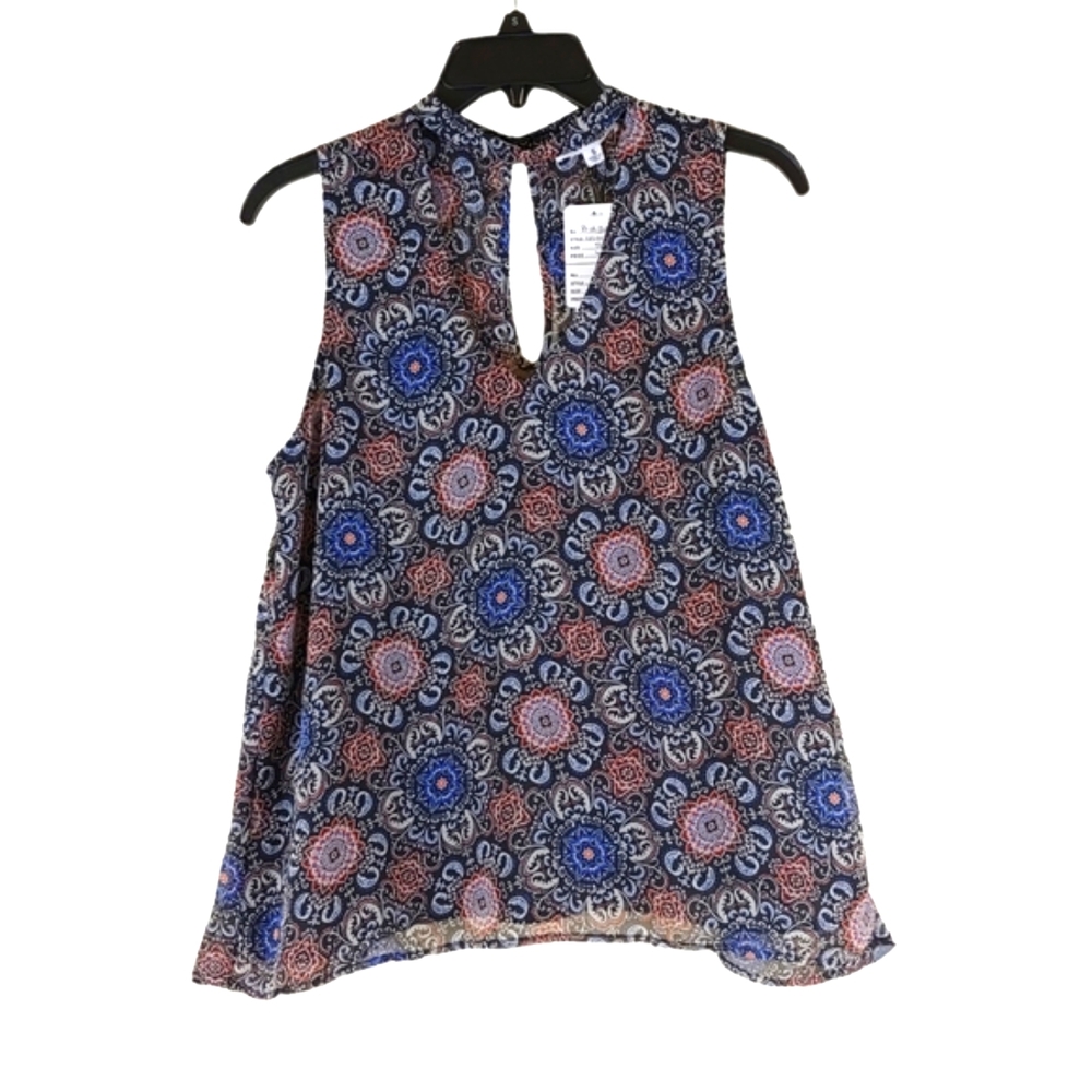 BB Dakota Taya boho sleeveless top choker neckline tank blouse size Small